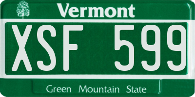 VT license plate XSF599
