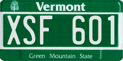 VT license plate XSF601