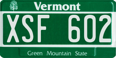 VT license plate XSF602