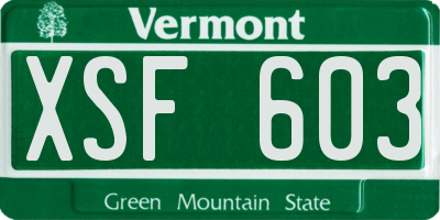 VT license plate XSF603