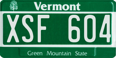VT license plate XSF604