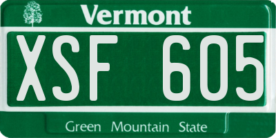VT license plate XSF605