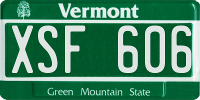 VT license plate XSF606