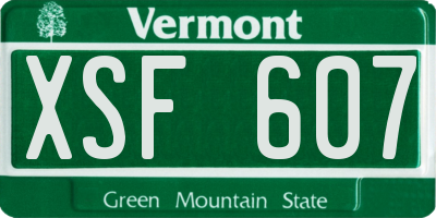 VT license plate XSF607