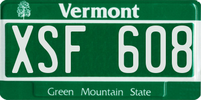VT license plate XSF608