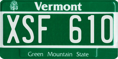 VT license plate XSF610