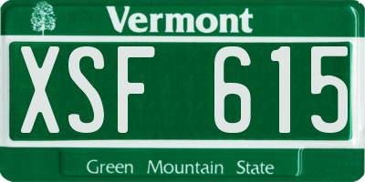 VT license plate XSF615