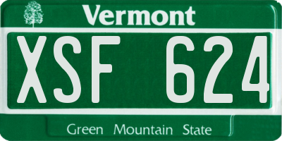 VT license plate XSF624