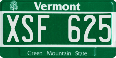 VT license plate XSF625