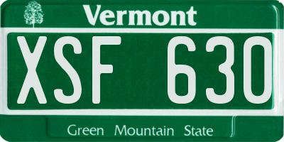 VT license plate XSF630