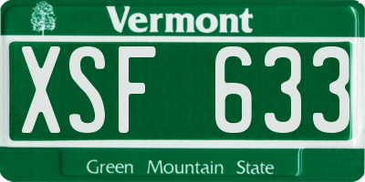 VT license plate XSF633