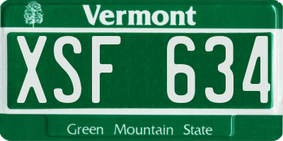 VT license plate XSF634