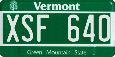 VT license plate XSF640