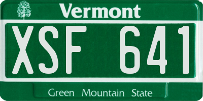 VT license plate XSF641