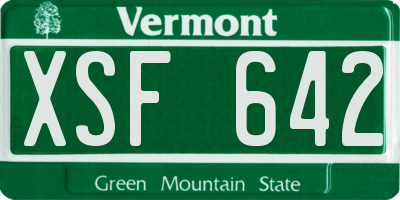 VT license plate XSF642