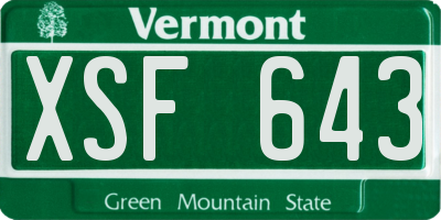 VT license plate XSF643