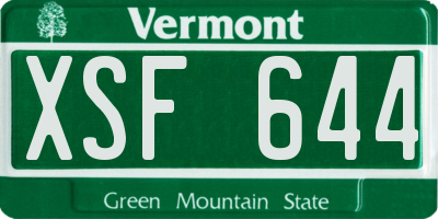 VT license plate XSF644