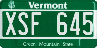 VT license plate XSF645