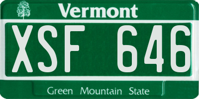 VT license plate XSF646