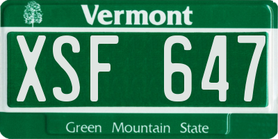 VT license plate XSF647