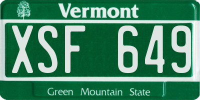 VT license plate XSF649