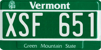 VT license plate XSF651