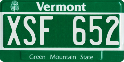 VT license plate XSF652