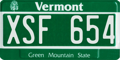 VT license plate XSF654
