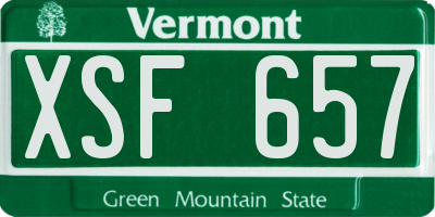 VT license plate XSF657