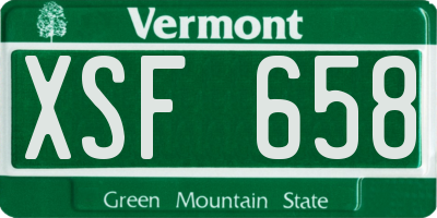 VT license plate XSF658