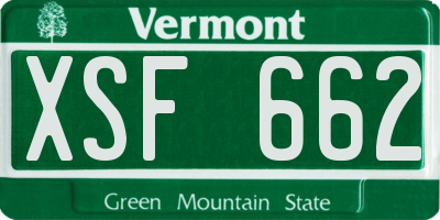 VT license plate XSF662