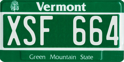 VT license plate XSF664