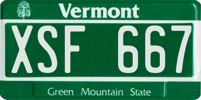 VT license plate XSF667