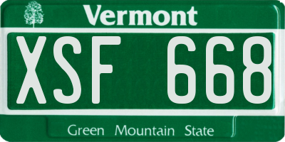 VT license plate XSF668