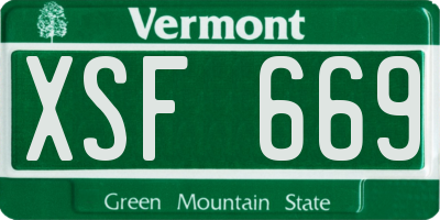 VT license plate XSF669