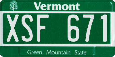 VT license plate XSF671
