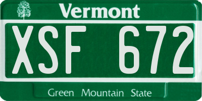 VT license plate XSF672