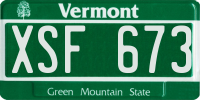 VT license plate XSF673