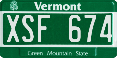 VT license plate XSF674