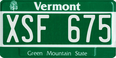 VT license plate XSF675