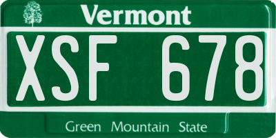 VT license plate XSF678