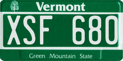 VT license plate XSF680