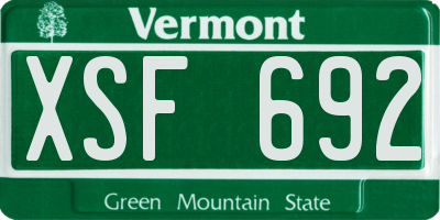 VT license plate XSF692
