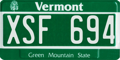VT license plate XSF694