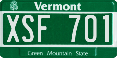 VT license plate XSF701