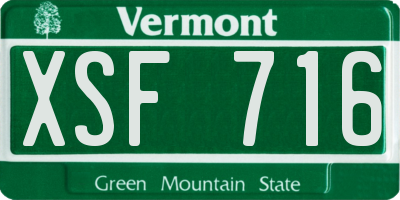 VT license plate XSF716
