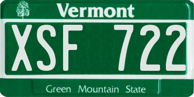 VT license plate XSF722
