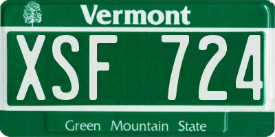 VT license plate XSF724