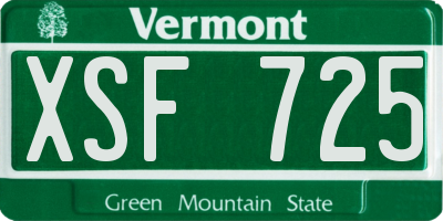 VT license plate XSF725
