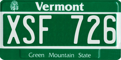VT license plate XSF726